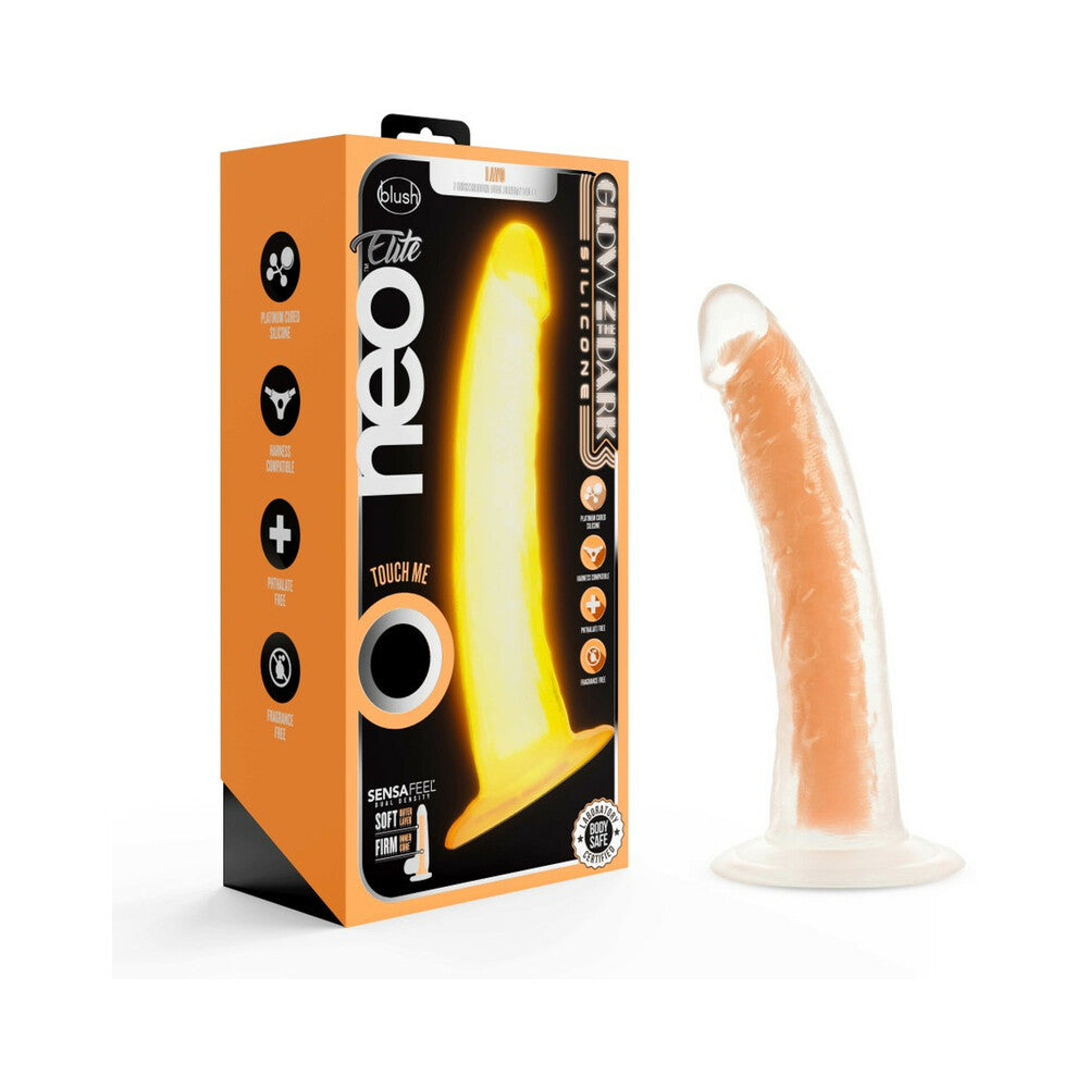 Blush Neo Elite Glow in the Dark Viper 7 inches Dual-Density Dildo Neon Orange