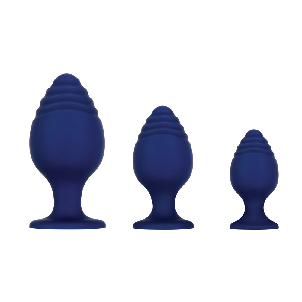 Evolved Get Your Groove On 3-Piece Silicone Anal Plug Set Blue