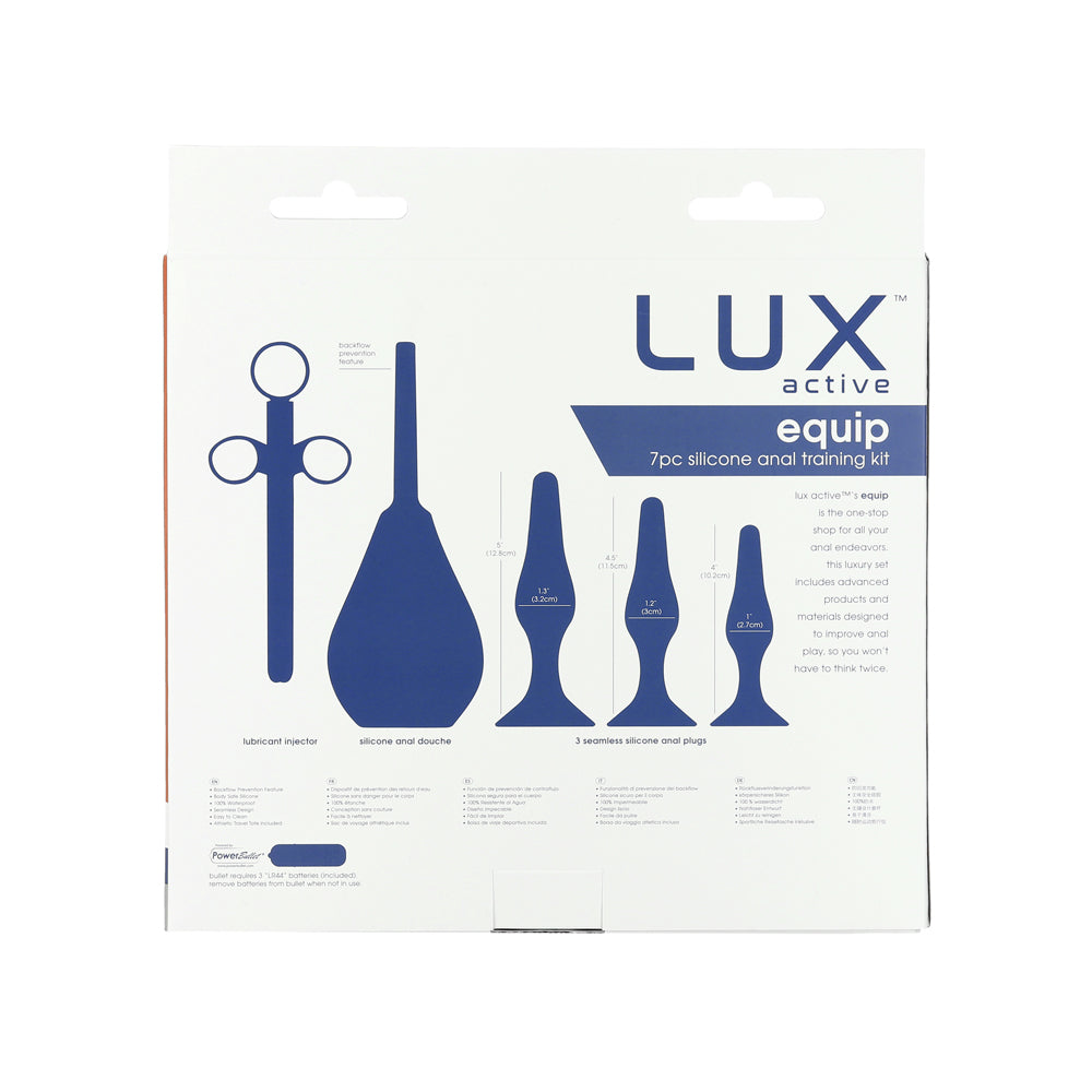 Lux Active Equip 7-Piece Anal Plug Training Kit Silicone Black