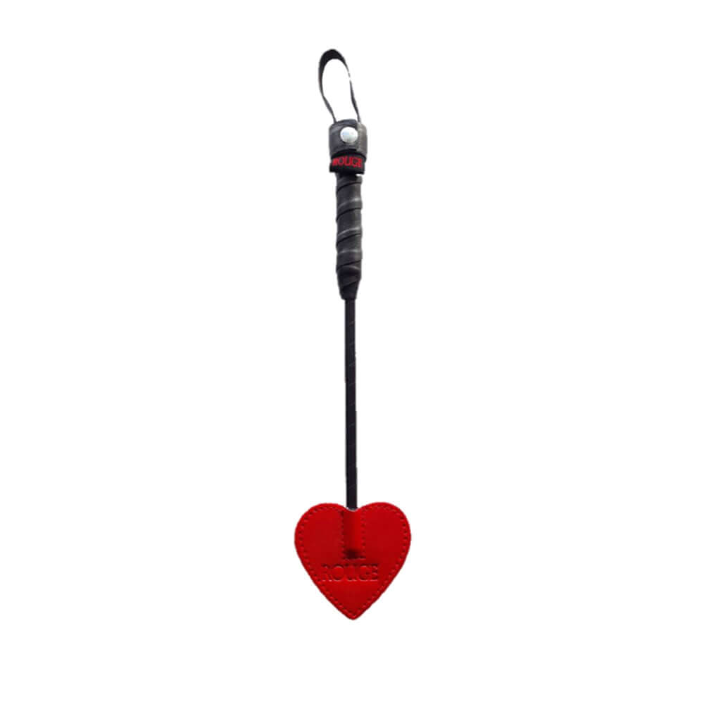 Rouge Mini Spade Paddle 10 inch Red on a black handle with a heart-shaped red end for exciting play.