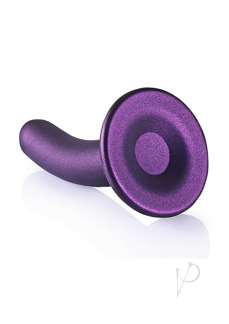 Ouch Smooth G-Spot Silicone Dildo 5 Inch Metallic Purple in sleek design with a smooth curve for G-spot stimulation.