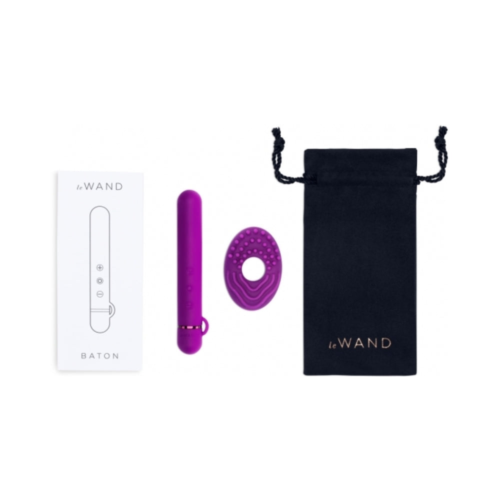 Le Wand Chrome Baton Rechargeable Silicone Mini Vibrator Dark Cherry