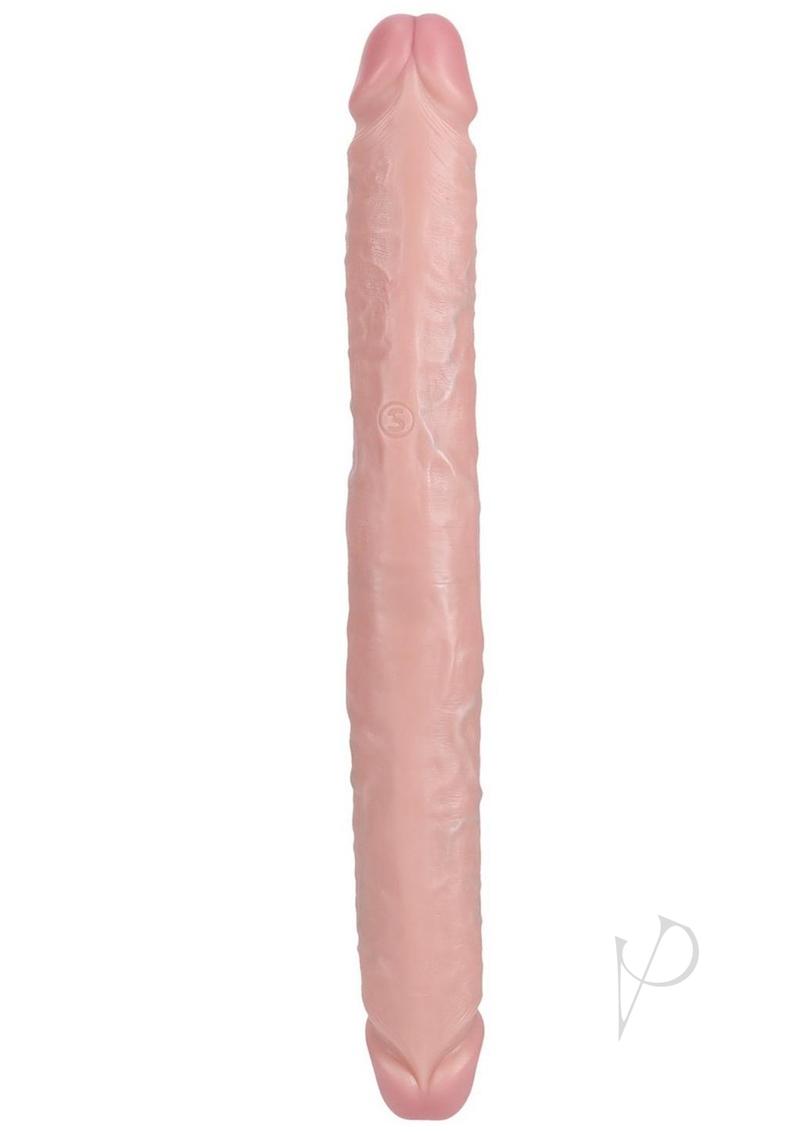 RealRock Realistic Thick Double Ended Dong 14 Inch Vanilla in soft vanilla color, dual-ended for versatile pleasure.