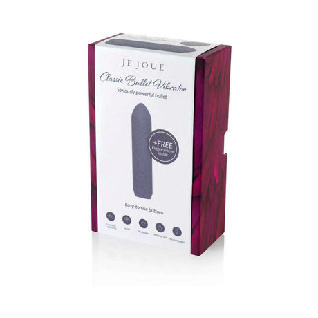 Je Joue Classic Bullet Purple vibrator packaging showcasing a sleek design and powerful features.