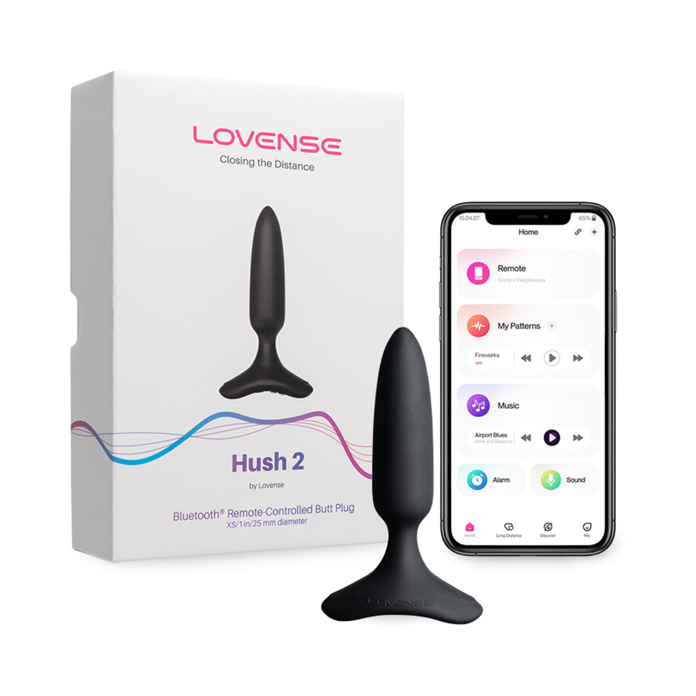 Lovense Hush 2 Bluetooth Remote-Controlled Vibrating Butt Plug XS 1 inches