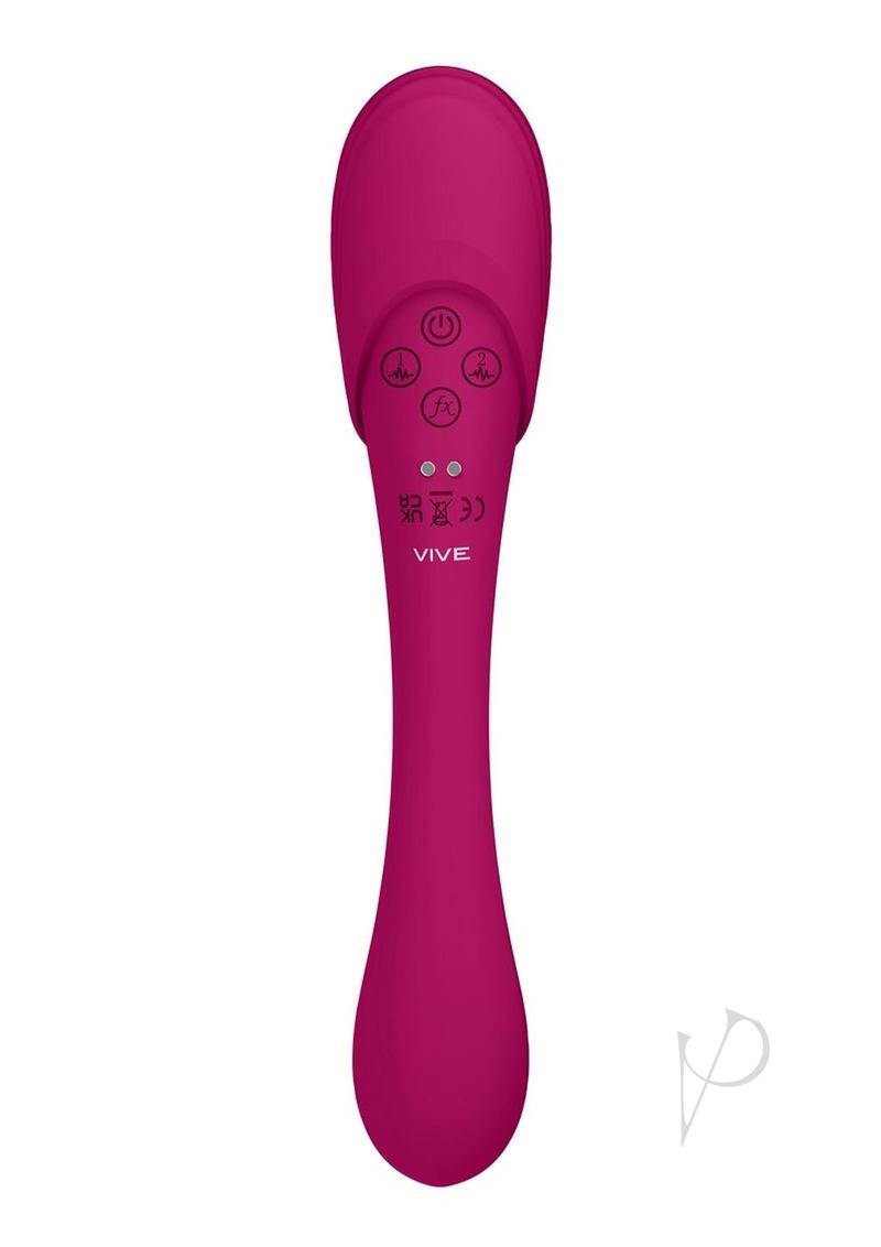 Vive MIRAI Dual Motor Bendable Air Wave Vibrator Pink showing control buttons and smooth design.