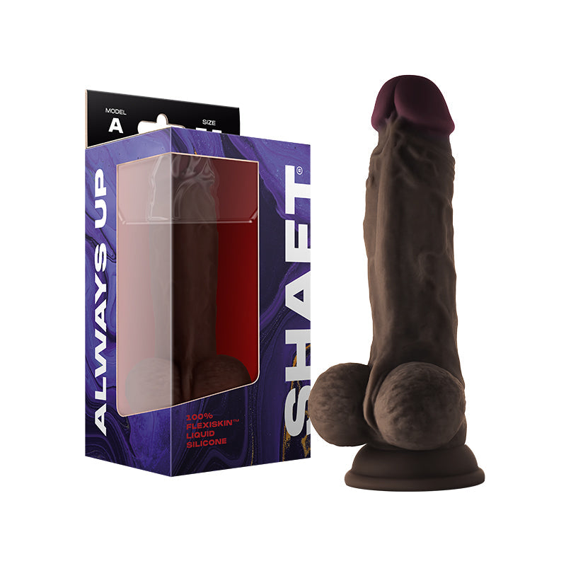 Shaft Model A: 7.5 inch Dual Density Silicone Dildo with Balls Mahogany