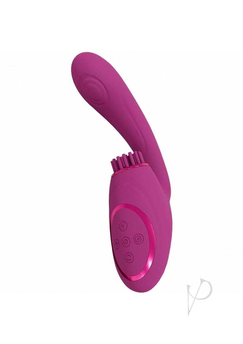 Vive GEN Silicone Triple Motor G-Spot Vibrator Pink with soft-bristle motor and ergonomic design.