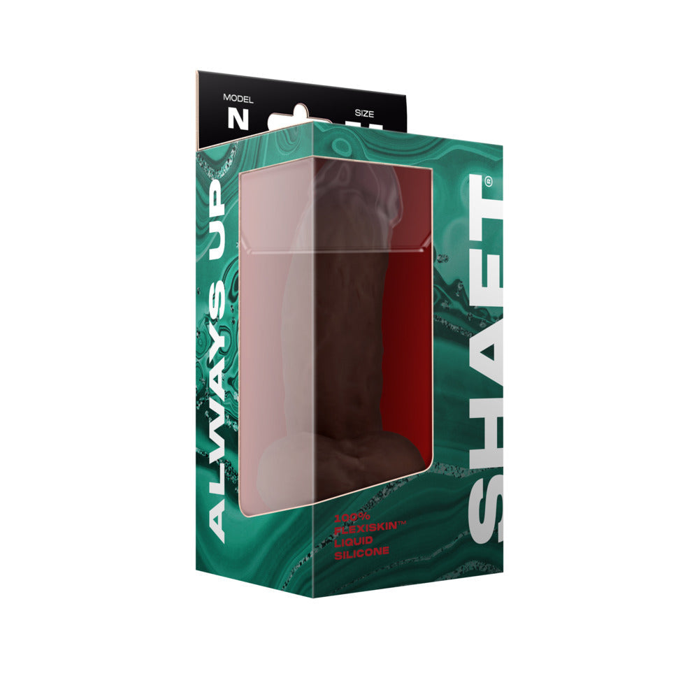 Shaft Model N: 7.5 inch Dual Density Silicone Dildo with Balls Mahogany