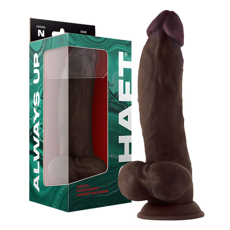 Shaft Model N: 9.5 inch Dual Density Silicone Dildo with Balls Mahogany