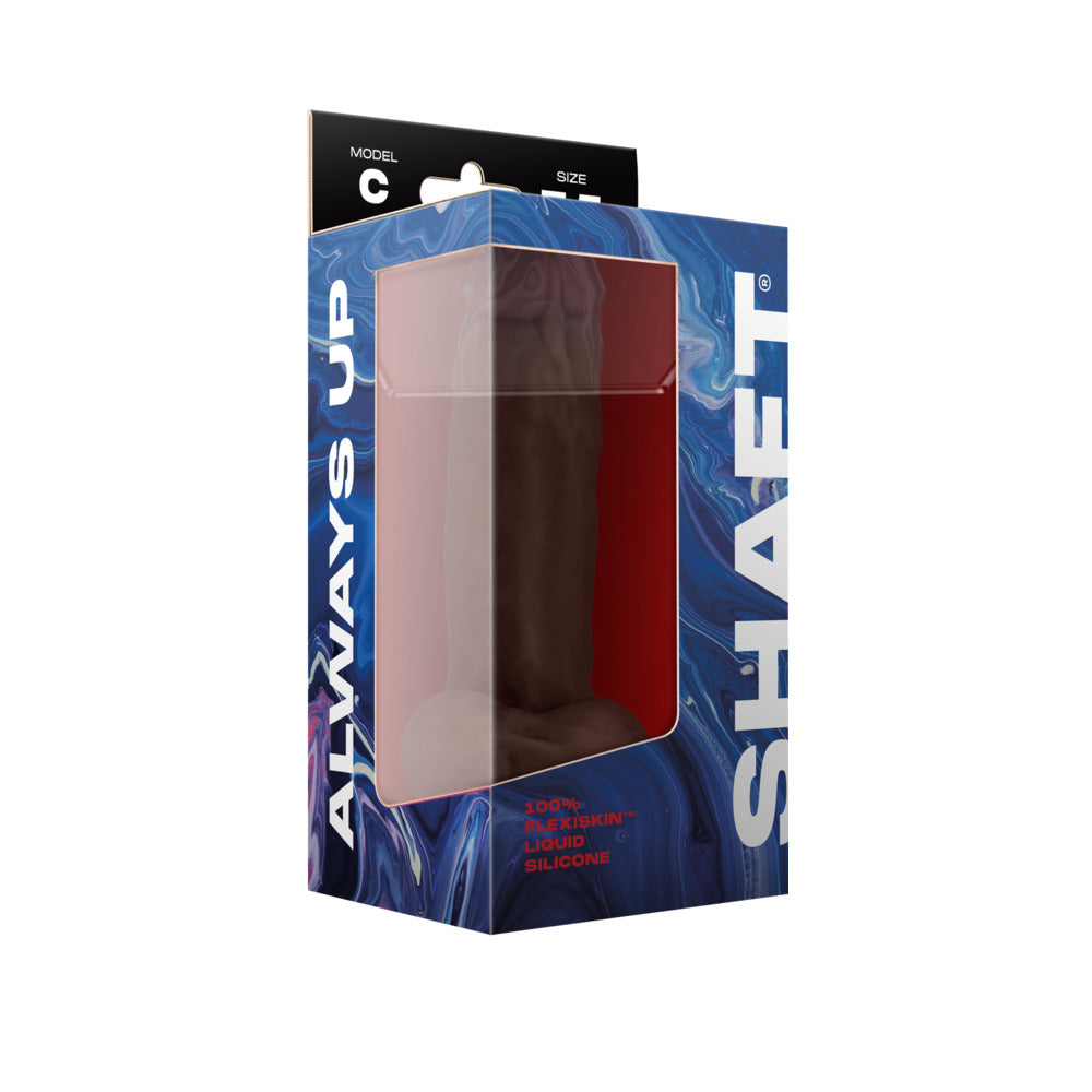 Shaft Model C: 7.5 inch Dual Density Silicone Dildo with Balls Mahogany