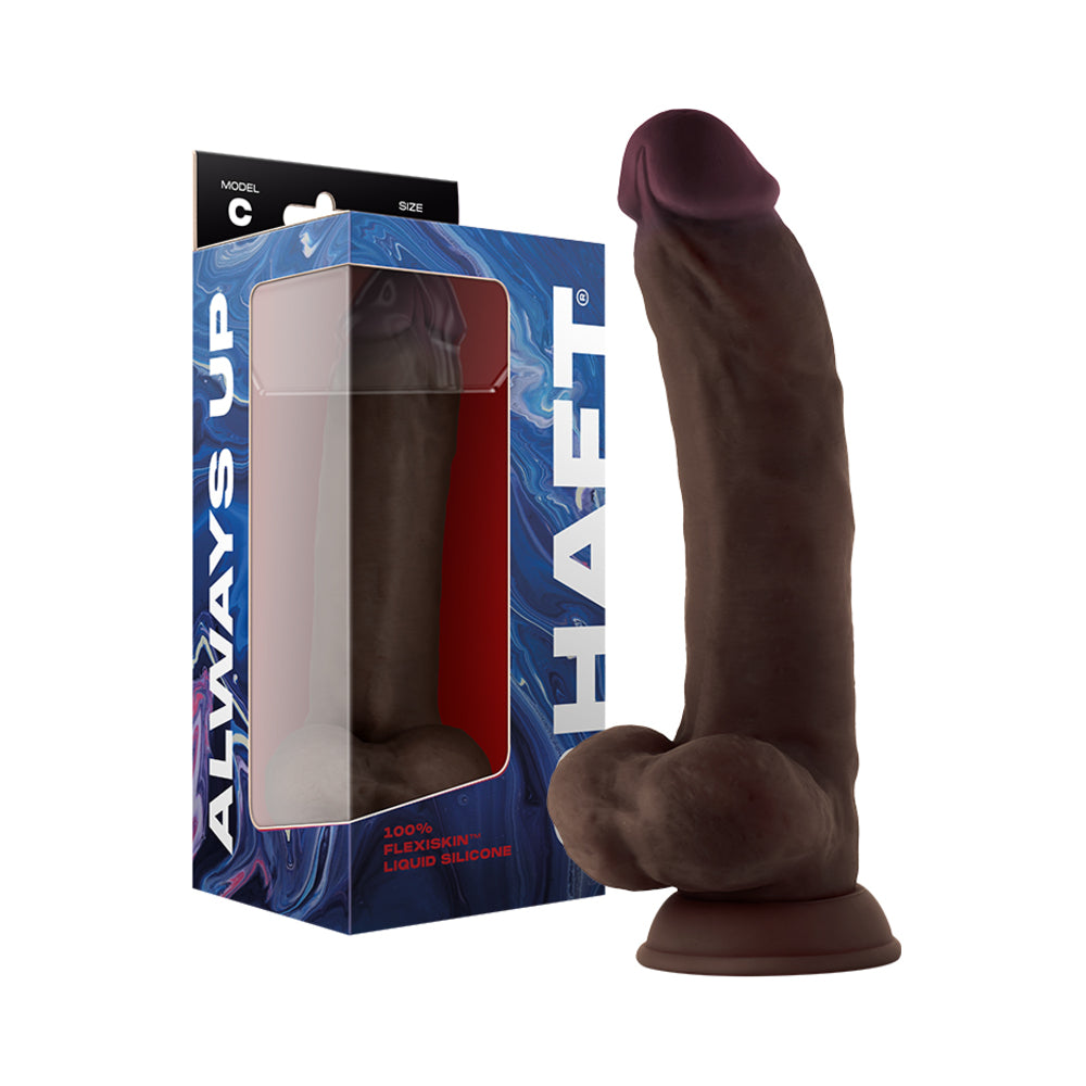 Shaft Model C: 9.5 inch Dual Density Silicone Dildo with Balls Mahogany