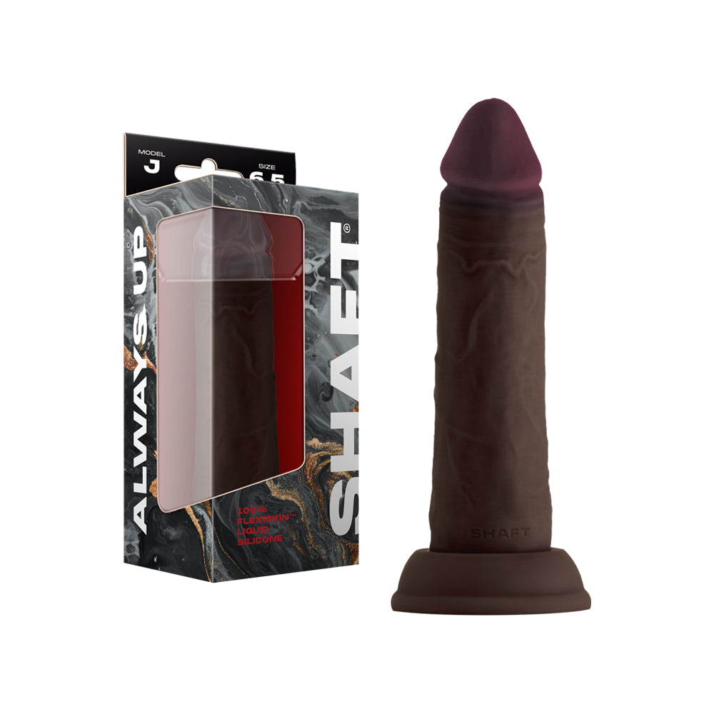 Shaft Model J: 6.5 inch Dual Density Silicone Dildo Mahogany