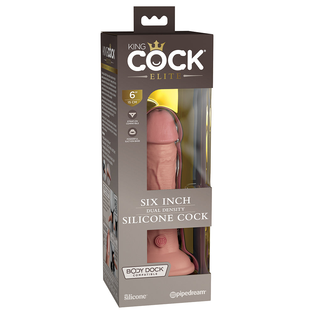 King Cock Elite 6 inches Dual Density Silicone Cock Realistic Dildo With Suction Cup Beige