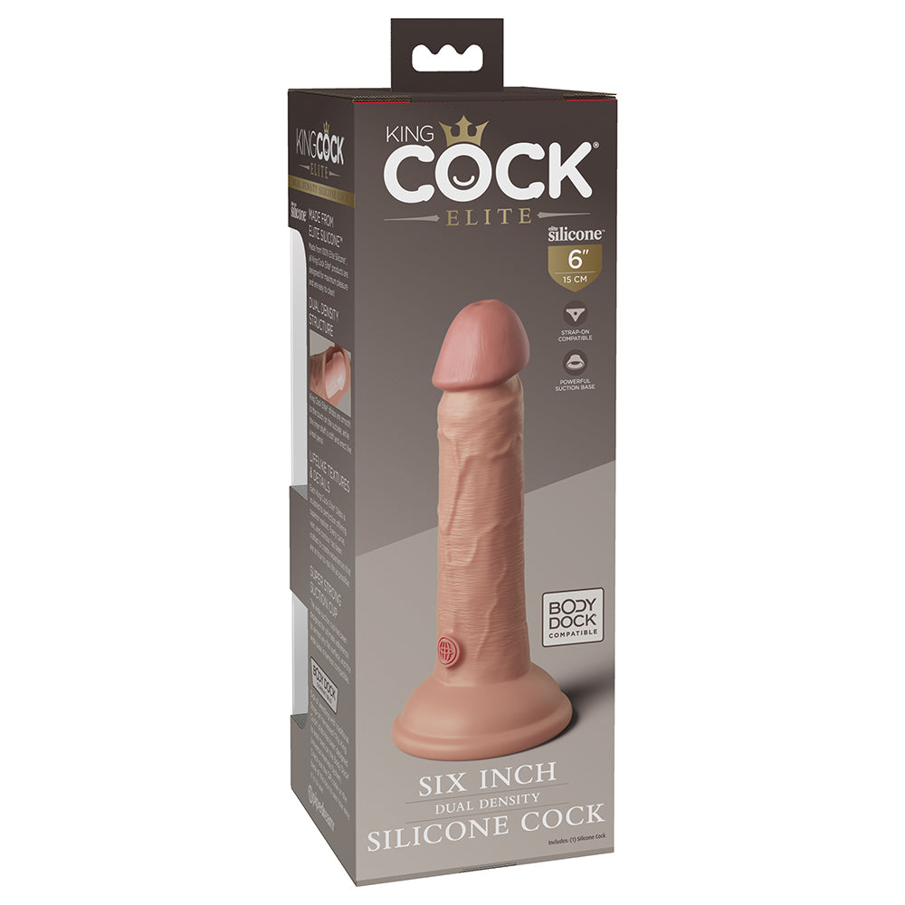King Cock Elite 6 inches Dual Density Silicone Cock Realistic Dildo With Suction Cup Beige