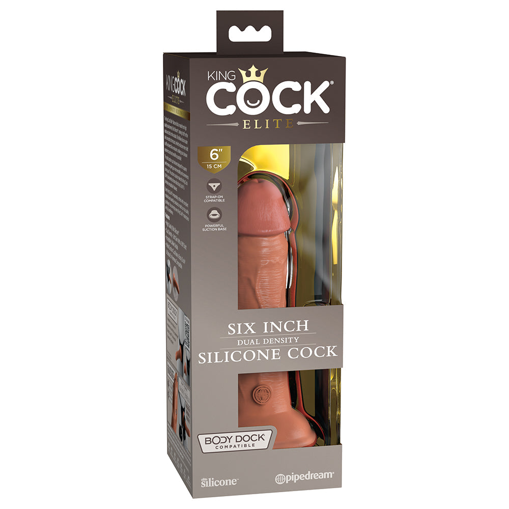 King Cock Elite 6 inches Dual Density Silicone Cock Realistic Dildo With Suction Cup Tan
