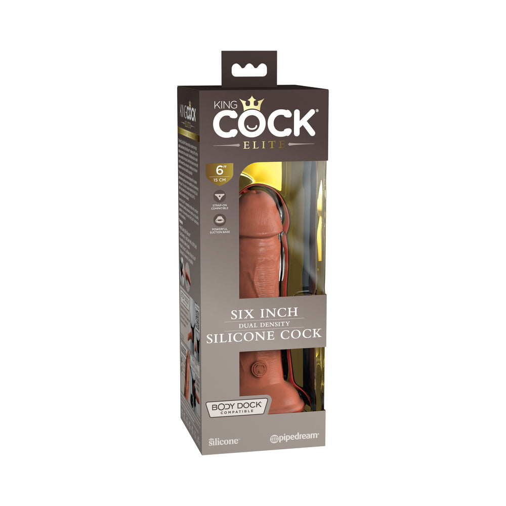 King Cock Elite 7 inches Dual Density Silicone Cock Realistic Dildo With Suction Cup Tan
