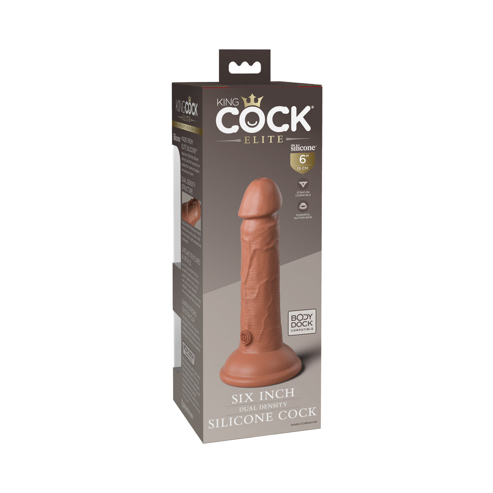 King Cock Elite 7 inches Dual Density Silicone Cock Realistic Dildo With Suction Cup Tan