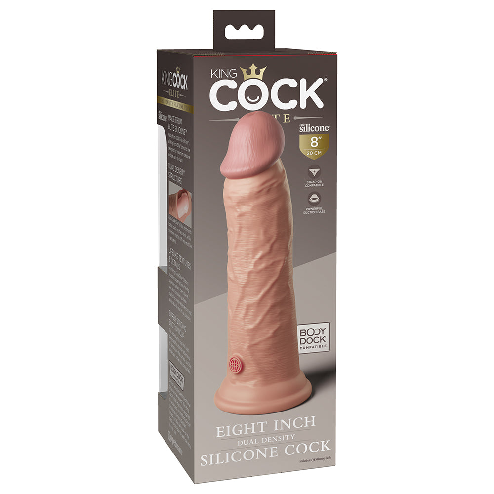King Cock Elite 8 inches Dual Density Silicone Cock Realistic Dildo With Suction Cup Beige