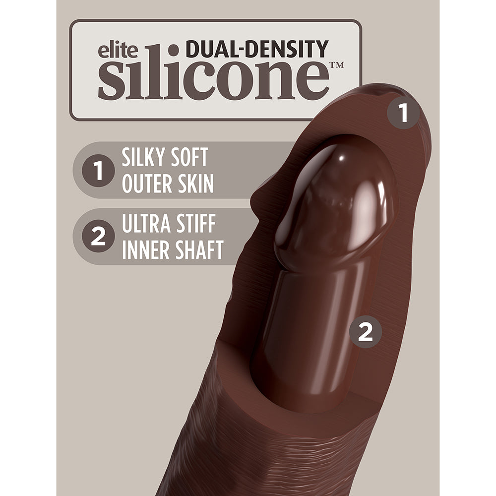 King Cock Elite 8 inches Dual Density Silicone Cock Realistic Dildo With Suction Cup Brown