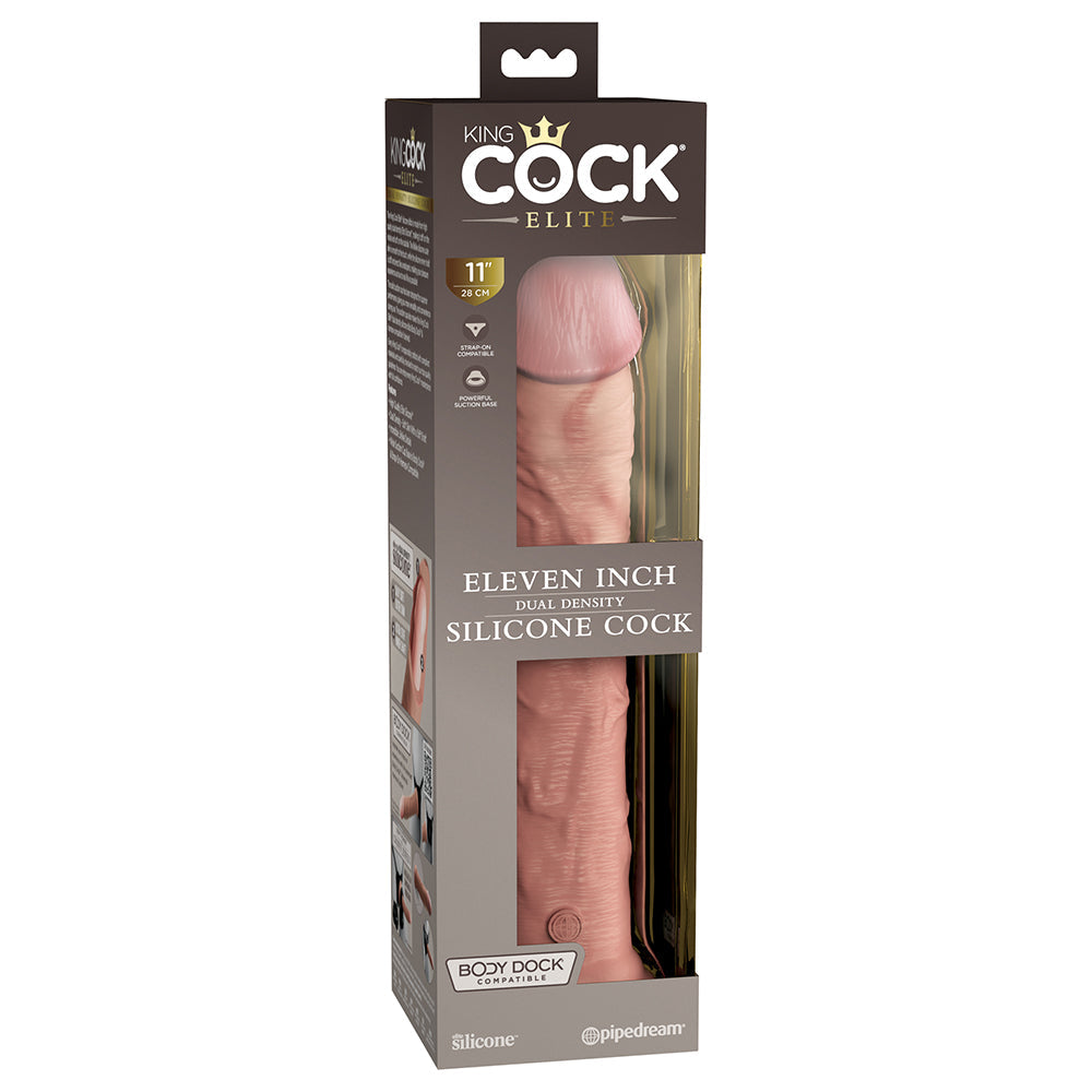 King Cock Elite 11 inches Dual Density Silicone Cock Realistic Dildo With Suction Cup Beige