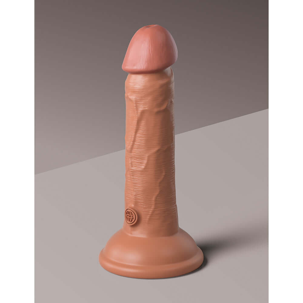 King Cock Elite 6 inches Vibrating Realistic Dildo With Suction Cup Tan