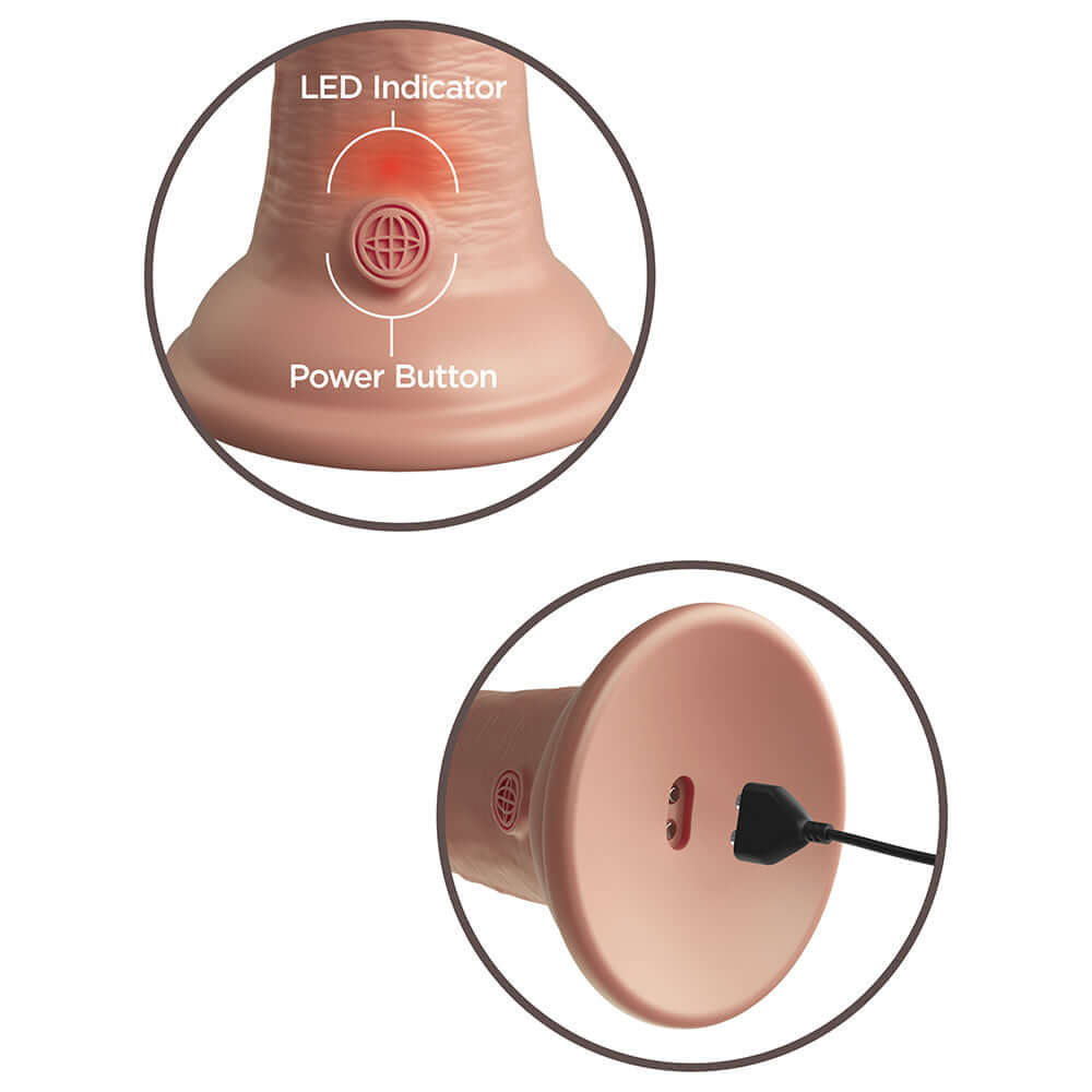 King Cock Elite 8 inches Vibrating Realistic Dildo With Suction Cup Beige