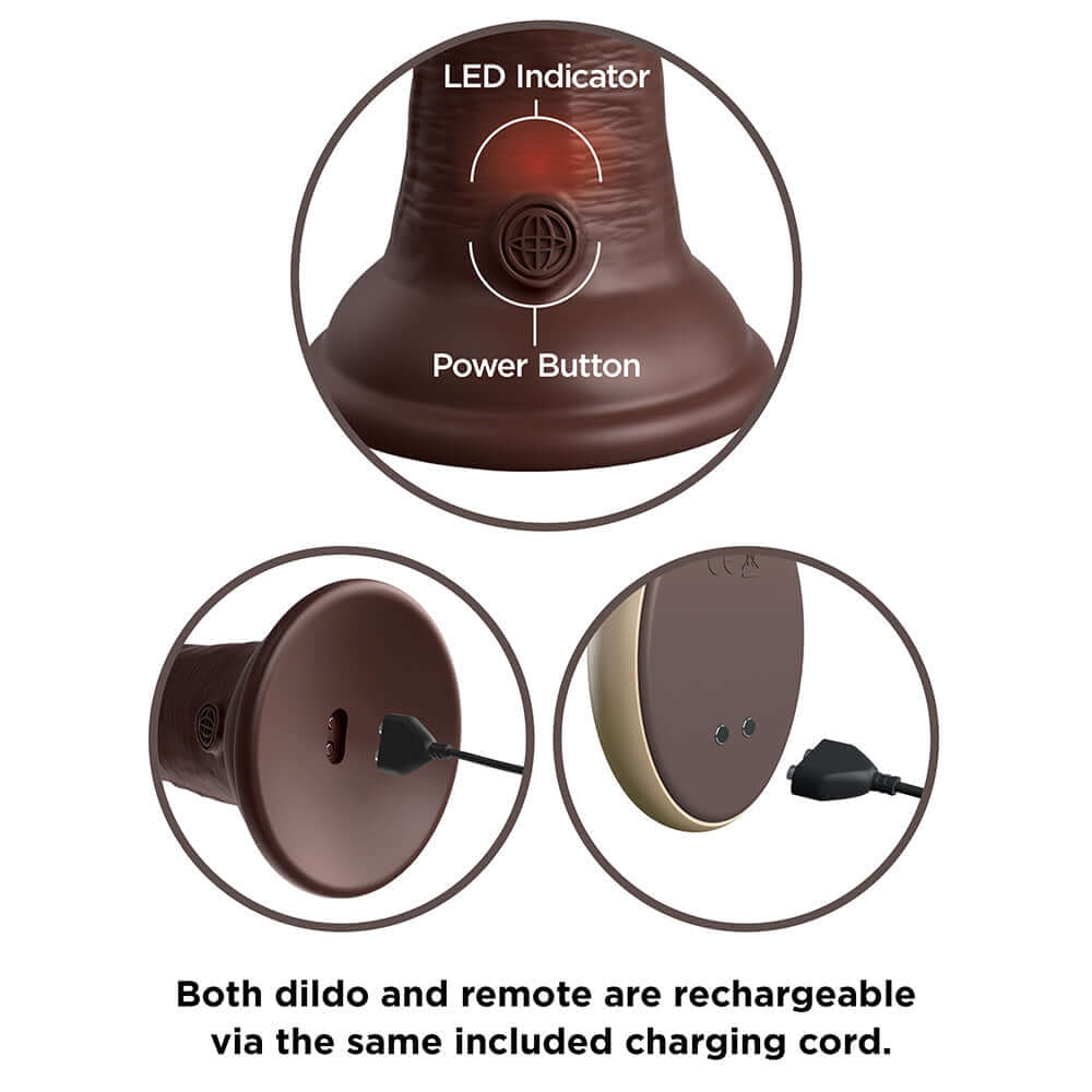 King Cock Elite 9 inches Vibrating Dual Density Silicone Realistic Dildo Brown