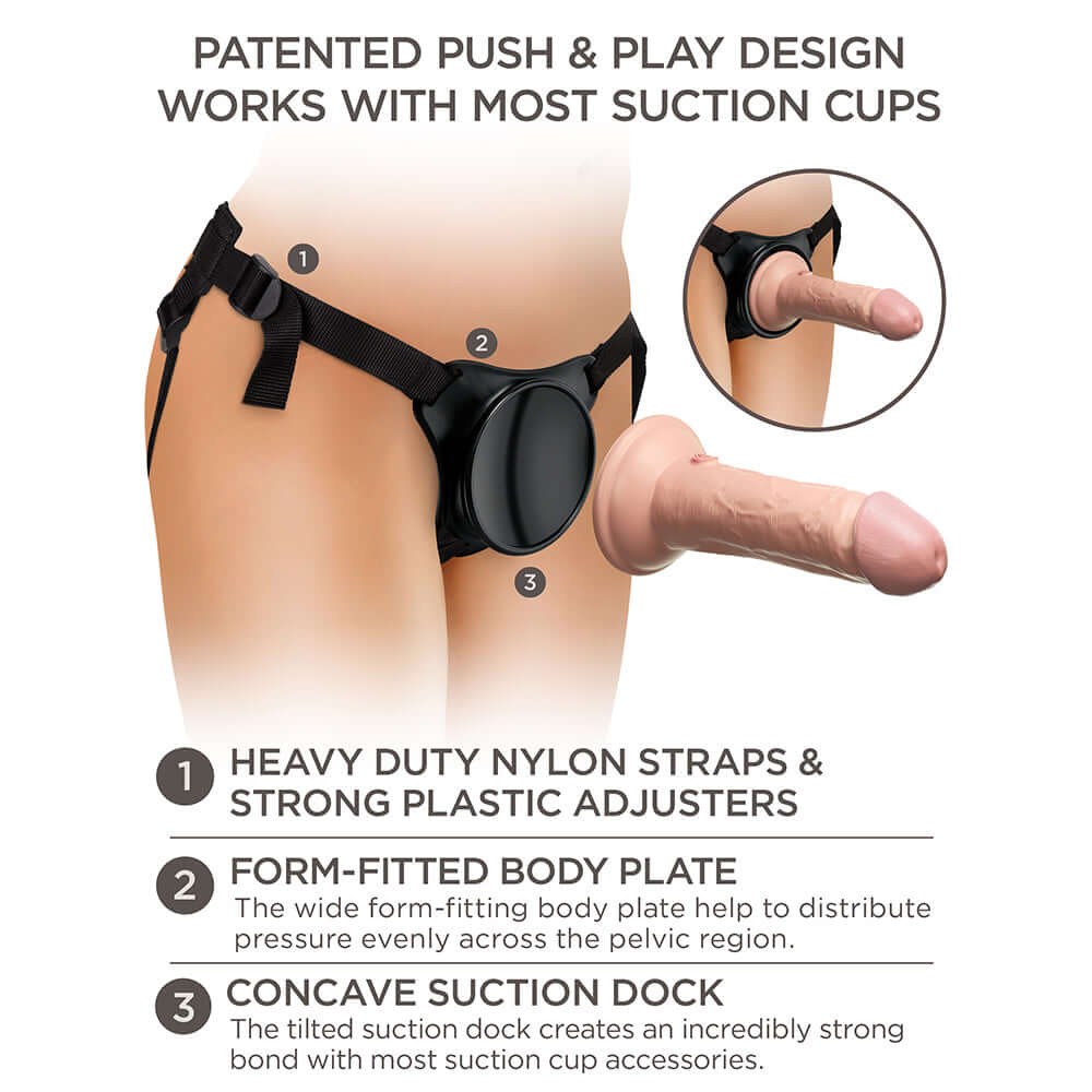 King Cock Elite Beginner's Silicone Body Dock Kit With Dildo Beige/Black