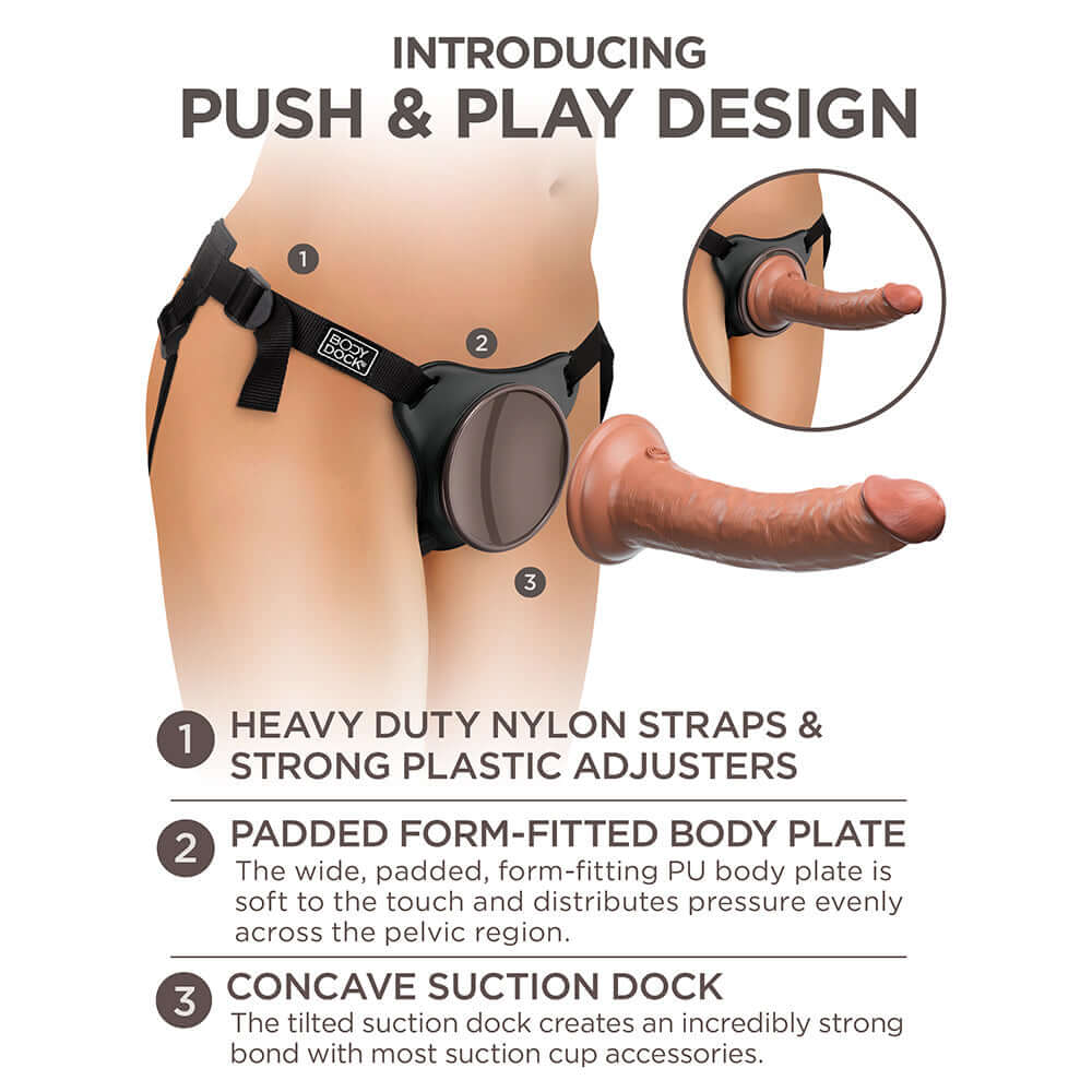 King Cock Elite Comfy Silicone Body Dock Kit With Dildo Tan/Black