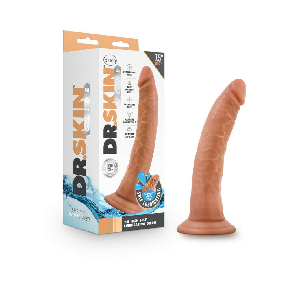 Blush Dr. Skin Glide Realistic 7.5 inches Self-Lubricating Dildo with Suction Cup Tan