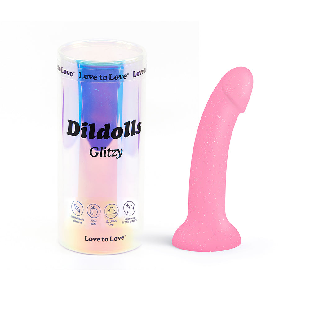 Love to Love Dildolls Glitzy 7 inches Silicone Dildo Pink Glitter