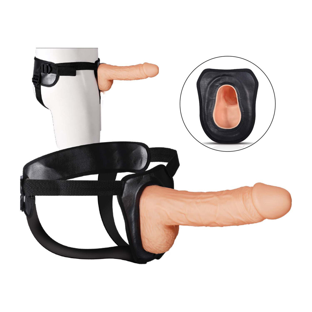 Erection Assistant Hollow Strap-On 8.5 inches White