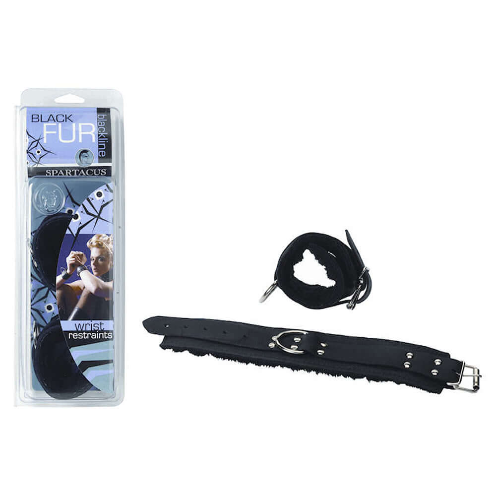 Spartacus Wrist Restraints Black Faux Fur