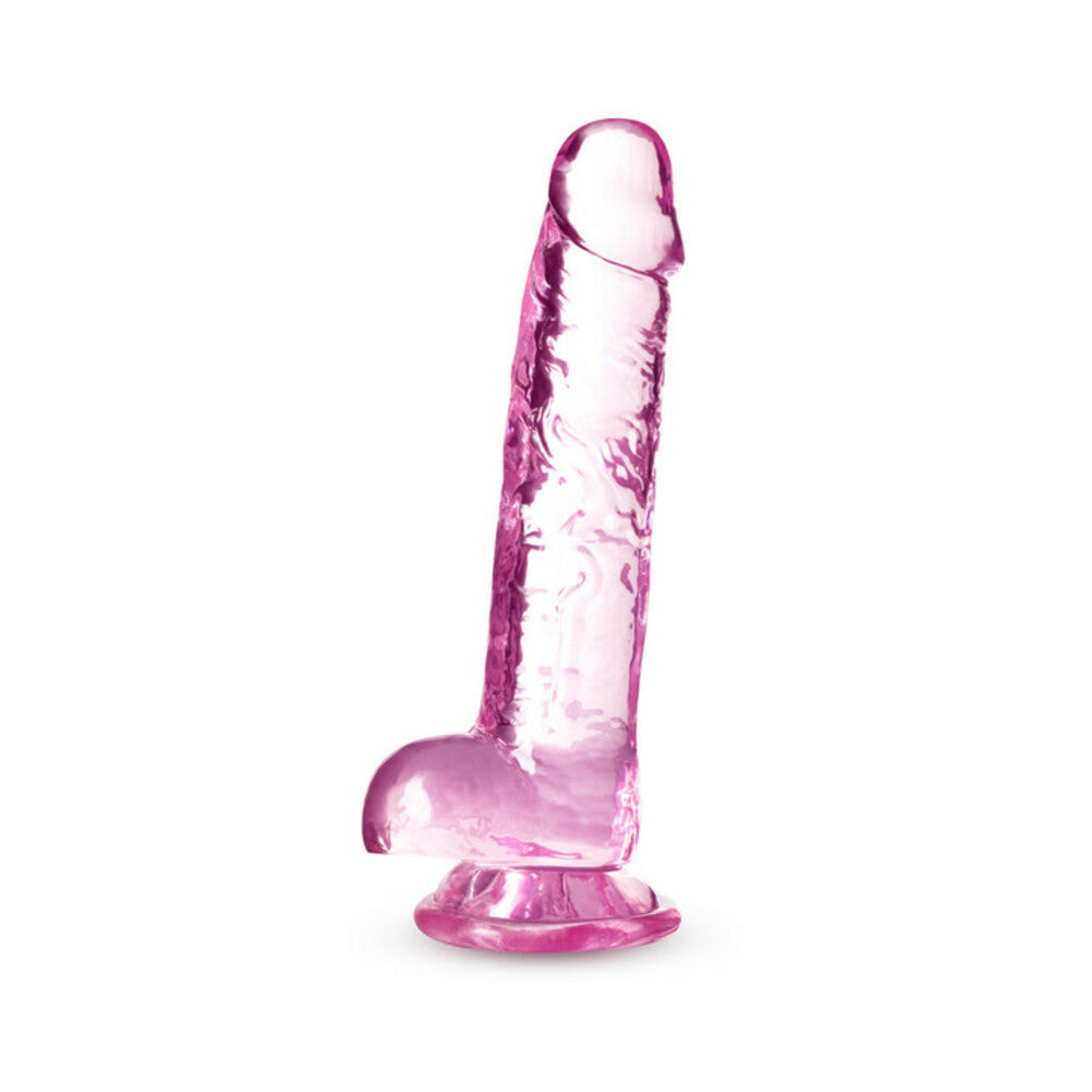 Naturally Yours Crystalline 7 inches Dildo with Balls Rose