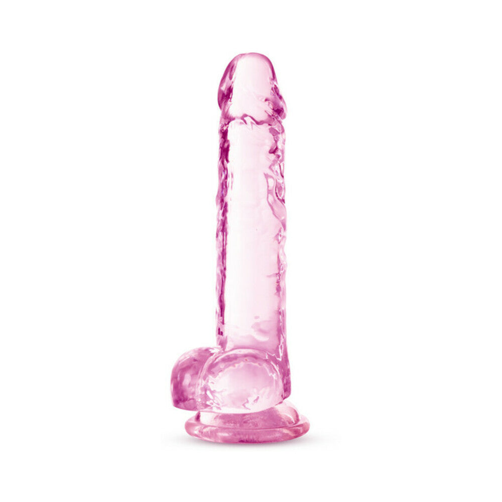 Naturally Yours Crystalline 7 inches Dildo with Balls Rose