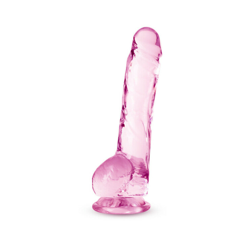 Naturally Yours Crystalline 8 inches Dildo with Balls Rose