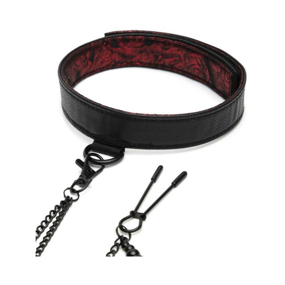 Fifty Shades of Grey Sweet Anticipation Reversible Collar, Nipple Clamps Red/Black