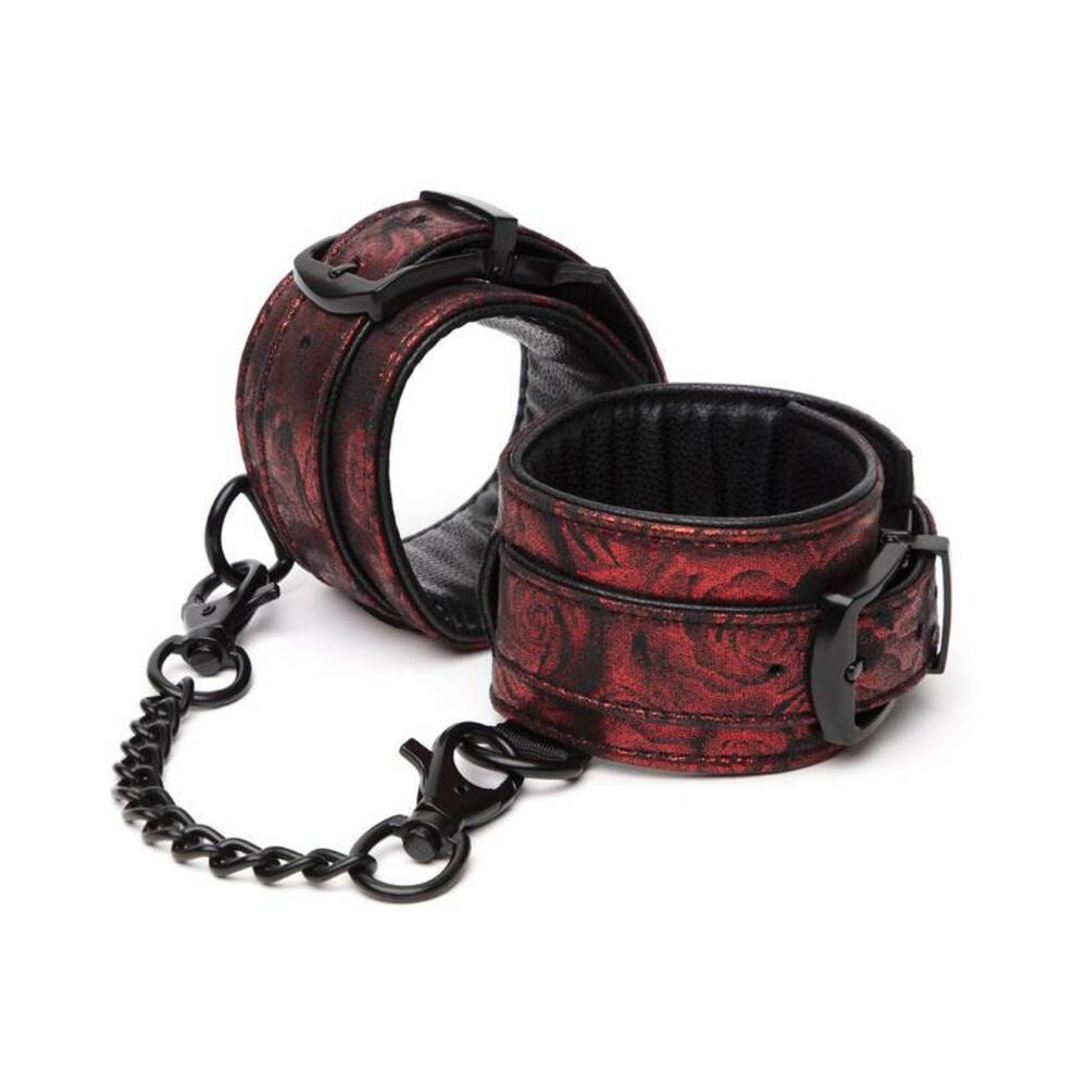 Fifty Shades of Grey Sweet Anticipation Faux Leather Adjustable Reversible Wrist Cuffs Red/Black