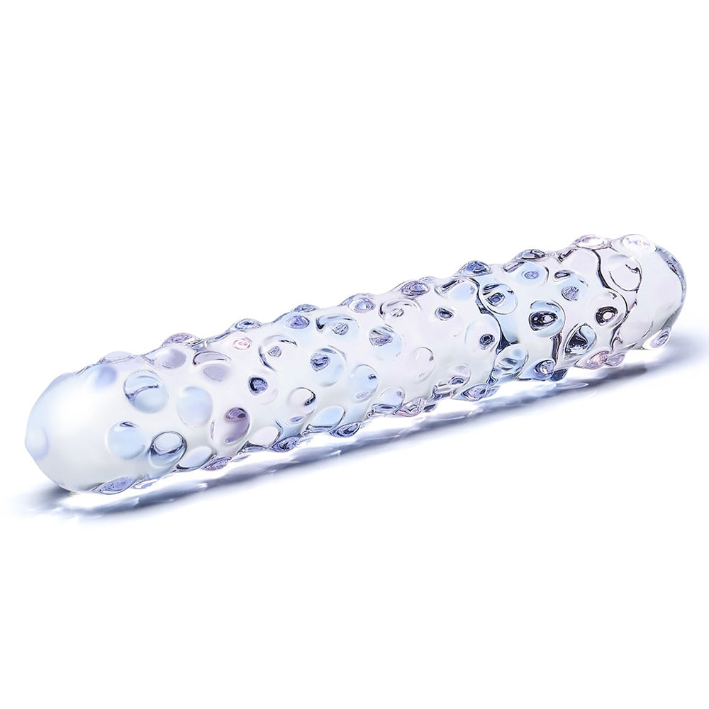 Glas 9 inches Purple Rose Nubby Glass Dildo