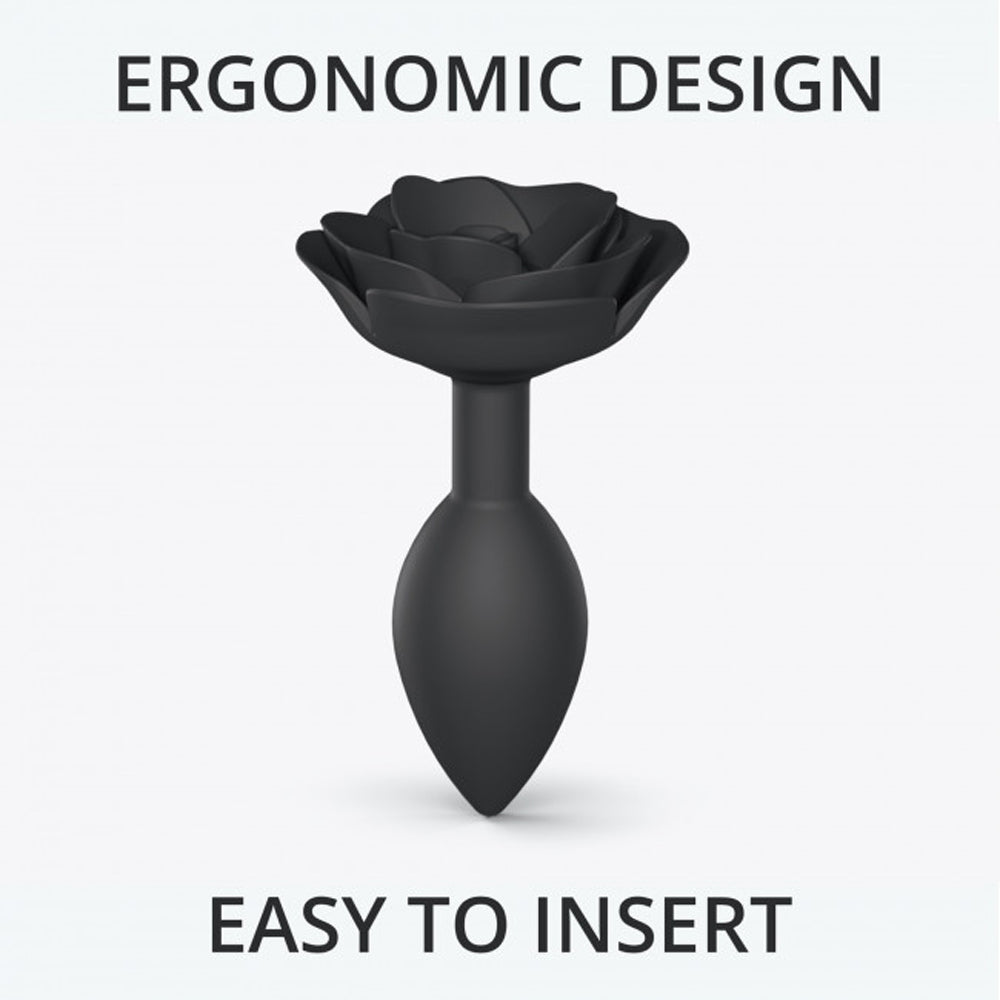 Love to Love Open Roses Silicone Anal Plug Black Onyx L