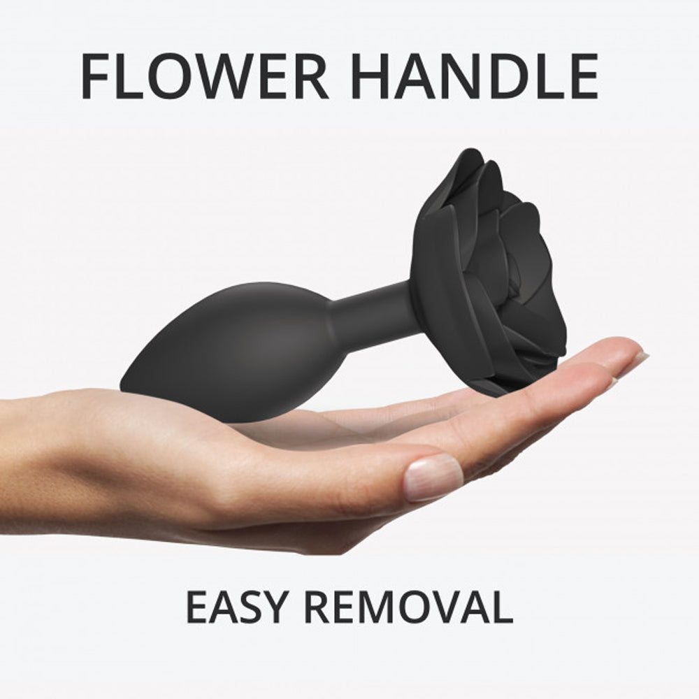 Love to Love Open Roses Silicone Anal Plug Black Onyx L