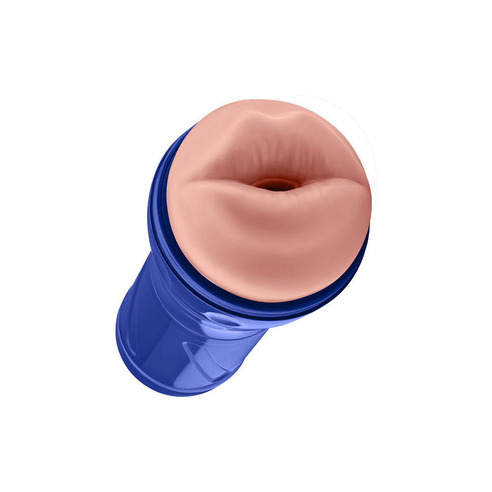 Forto Model M-80 Stroker Light Masturbator showcasing realistic lips and textured sleeve for enhanced pleasure.