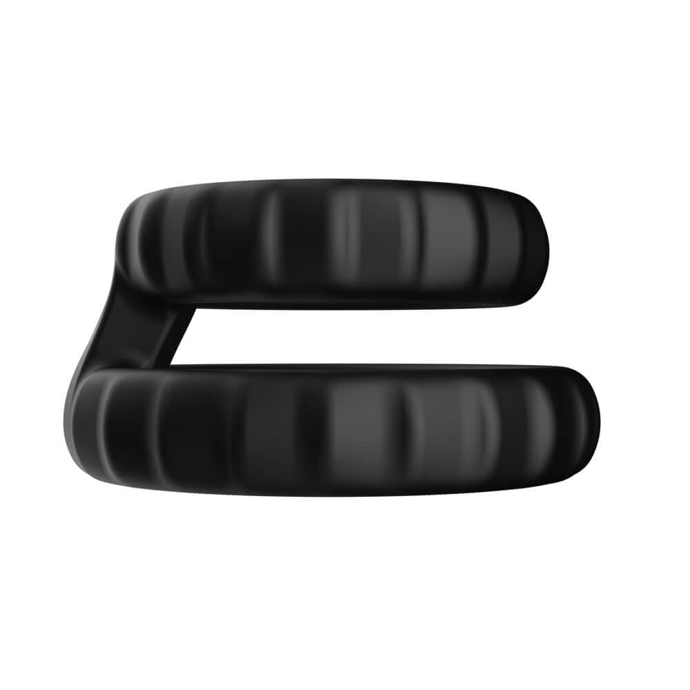 Forto F-43 Tiered Cock & Ball Ring Black - dual-ring accessory in soft body-safe silicone.
