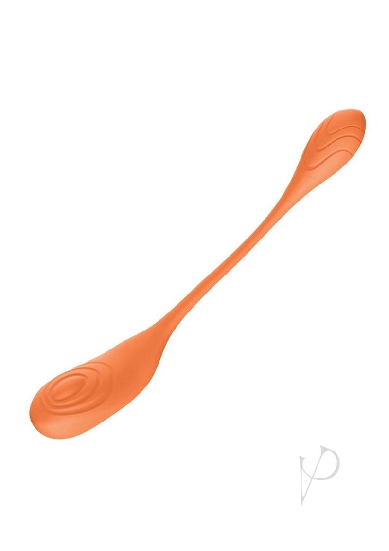 Blaze Triumph Rechargeable Silicone Dual Vibrator Orange showing a seamless orange silicone design.