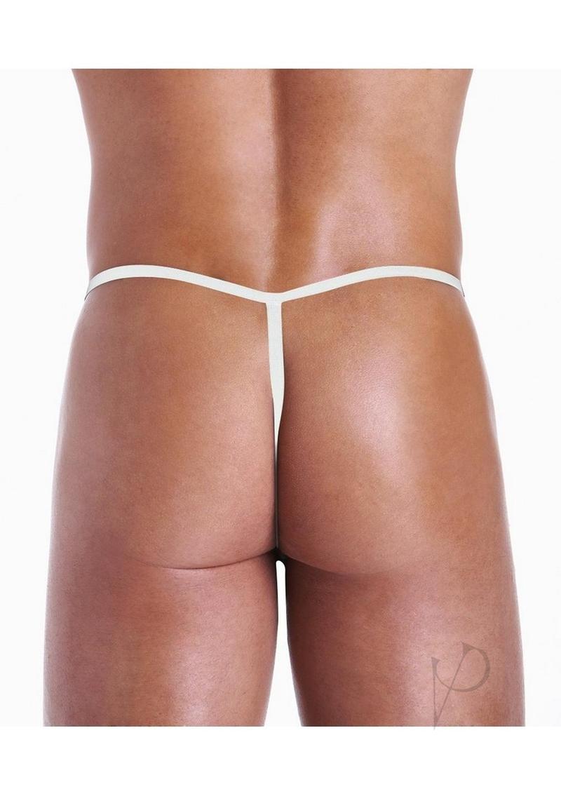 Fundies Candy Cane Men's Thong One Size Red and White showcasing a festive design in red and white colors.