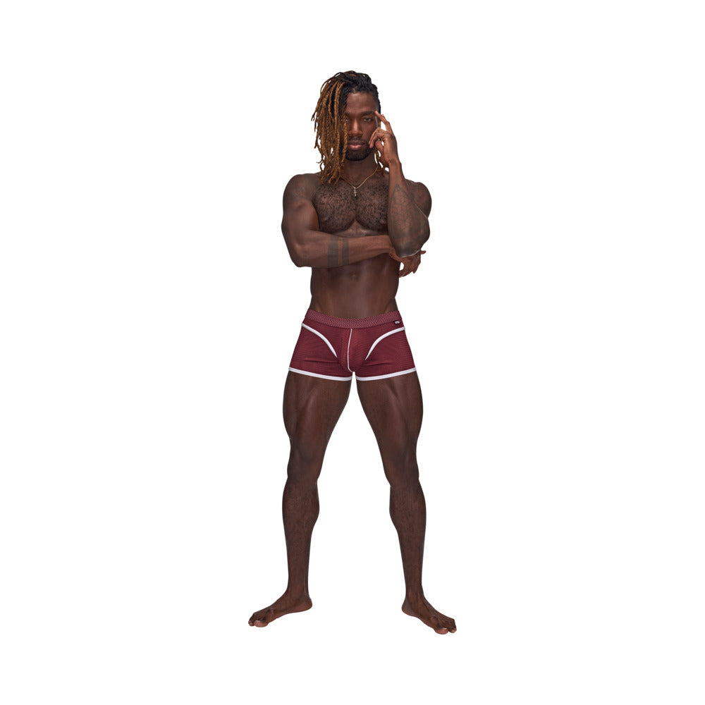 Male Power Sport Mesh Sport Mini Short Burgundy XL
