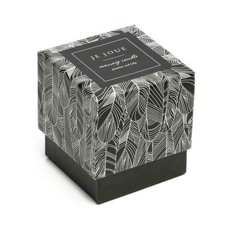 Je Joue Luxury Massage Candle Jasmine and Lily packaging with elegant leaf design.