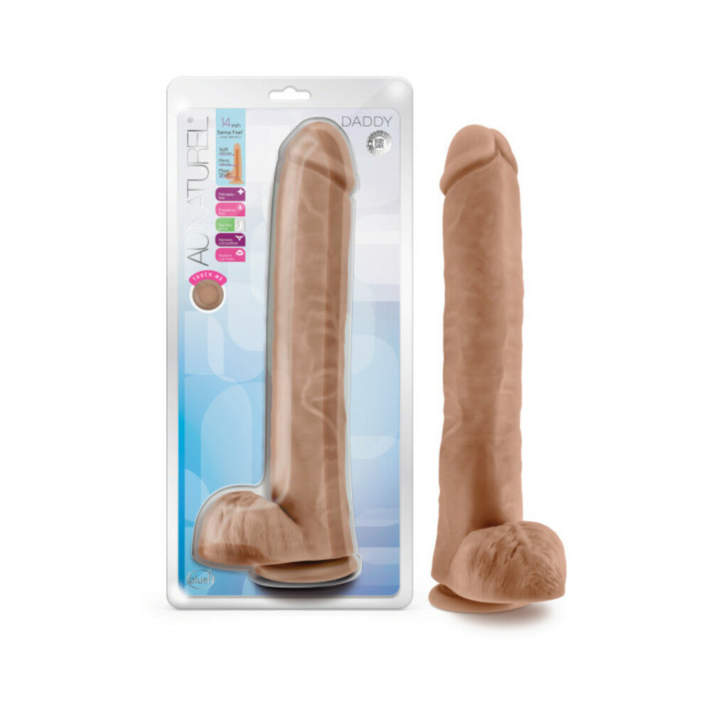 Au Naturel Daddy 14 inches Posable Dual Density Dildo with Balls Tan