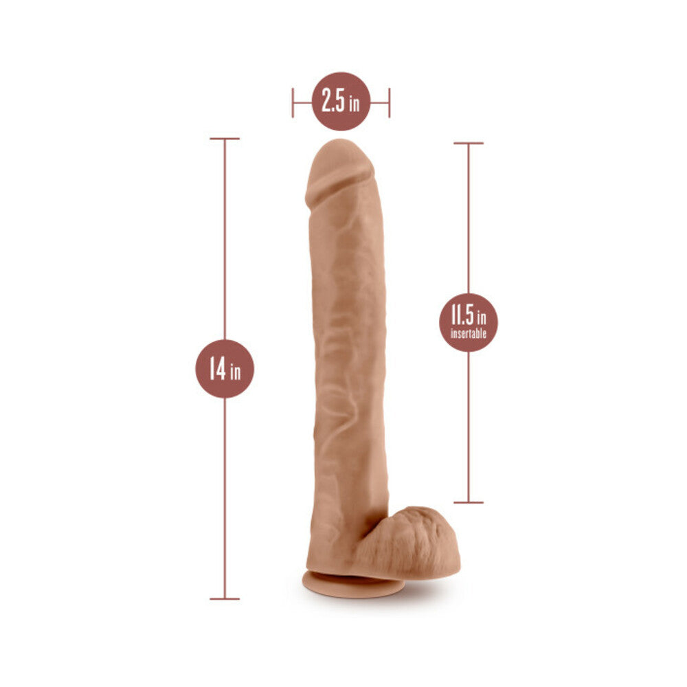Au Naturel Daddy 14 inches Posable Dual Density Dildo with Balls Tan